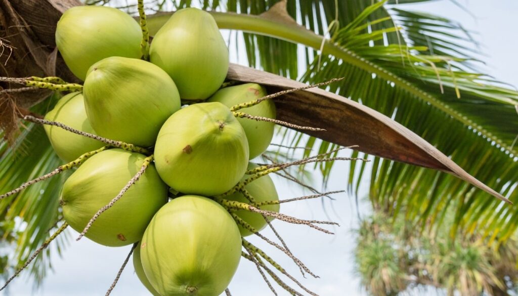 noix de coco sur cocotier