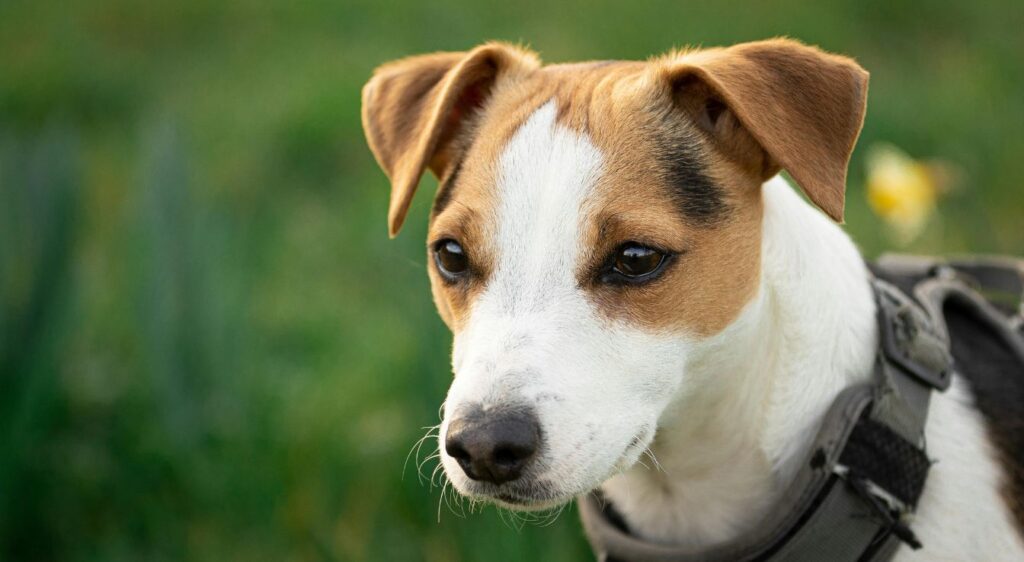Chien blanc et marron
