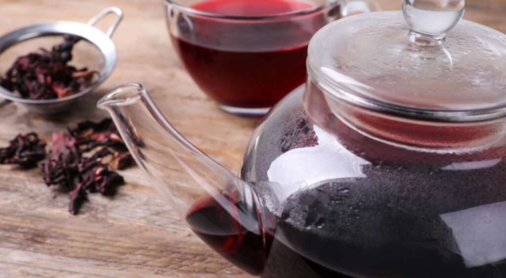 tisane de fleurs d'hibiscus